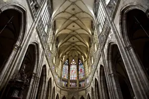 Vaulting Prints: Interior of St. Vituss Cathedral with archs and vaulting in Choir