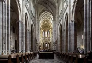 Images Dated 19th June 2009: Interior of St. Vituss Cathedral looking east, Prague Castle, Prague