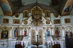 Chandelier Prints: Interior, Tsipova Monastery church, Rezina, Moldova, Europe