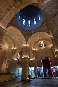 Pilgrimage Prints: Interior view of the Armenian church structure with historical elements in Derbent Dagestan Russia