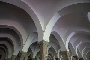 Pillars Prints: Interior view of the Sixty Dome Mosque showing arches and pillars in Bangladesh