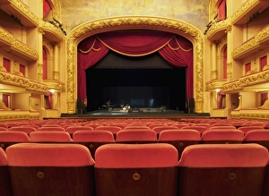 Theatres Prints: Interior view of the hall of the Theatro Municipal, Rio de Janeiro, Brazil, South America