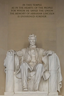 Interior view of the Lincoln Statue in the Lincoln Memorial, Washington D. C. United States of America, North America