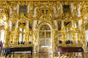 Catherine Palace Prints: Interior view of the opulence in the Great Hall of the Catherine Palace