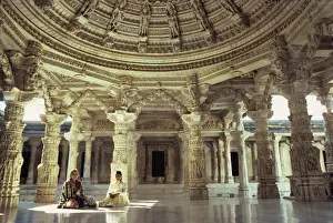 Jain Prints: Interior of Vimal Vasahi Temple built in the 11th century dedicated to the first Jain sain