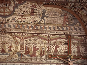 Judgement Prints: Interior of a wooden church painted by Master Amund in 1494