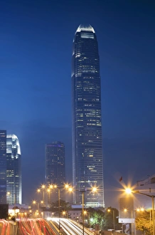 Tail Light Prints: International Finance Centre (IFC), Central, Hong Kong Island, Hong Kong, China, Asia