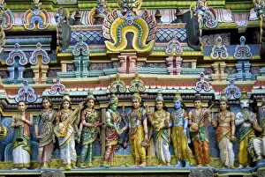 Images Dated 6th May 2006: Intricate carving work on the gopuram of a temple, Tamil Nadu, India, Asia