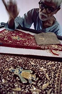 One Senior Man Only Prints: Intricate embroidery work, India, Asia