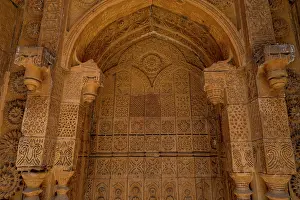 Artistry Prints: Detail of intricate stone carving at Makli Necropole in Thatta Pakistan showcasing craftsmanship from past eras