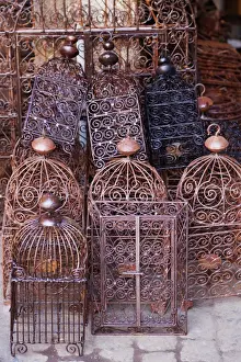 Merchandise Prints: Intricately crafted bird cages in Souk Addadine (metalworkers souk)
