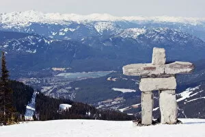 Images Dated 24th April 2009: An Inuit Inukshuk stone statue, Whistler mountain resort, venue of the 2010 Winter Olympic Games