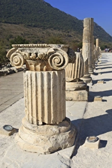 10th Century Prints: Ionic column, ancient Ephesus, near Kusadasi, Anatolia, Turkey, Asia Minor, Eurasia