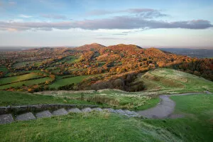 Fort Collection: Iron-age British Camp hill fort and the Malvern Hills in autumn, Great Malvern, Worcestershire