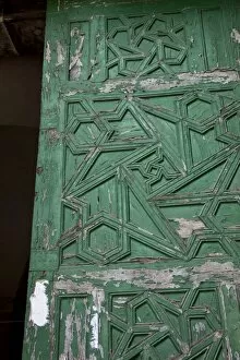 Islamic design and architecture on old green door, Jerusalem, Israel, Middle East