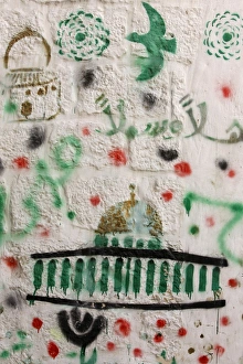 Graffiti Prints: Islamic drawings in Old City, Jerusalem, Israel, Middle East