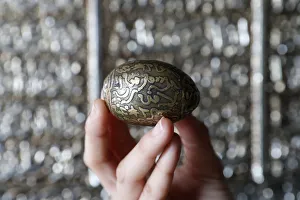 Human Hands Prints: Islamic egg with surats, Chau Doc, Vietnam, Indochina, Southeast Asia, Asia