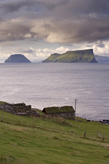 Turf Prints: Islands of Stora Dimun on the right, and Litla Dimun, from Skarvanes, Sandoy Island