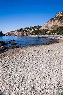 Taormina Prints: Isola Bella Beach, Taormina, Sicily, Italy, Mediterranean, Europe