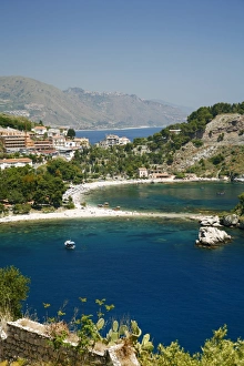 Taormina Prints: Isola Bella island and beach, Taormina, Sicliy, Italy, Mediterranean, Europe