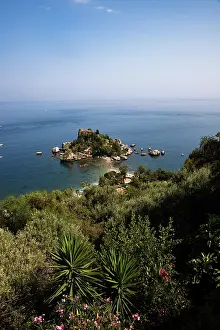 Taormina Prints: Isola Bella in Taormina offers views of the clear sea and beach surrounded by greenery