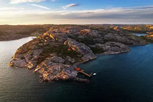 Sweden Prints: Isolated cottages on rocky granite island off the Bohuslan coast