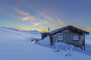 Isolated Prints: Isolated house in the snow, Riksgransen, Abisko, Kiruna Municipality, Norrbotten County