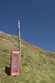 Telephone Box Prints: Isolated telephone box, Crovie, Highlands, Scotland, United Kingdom, Europe
