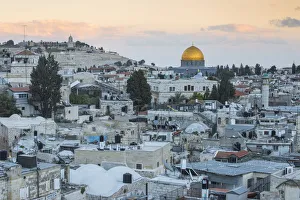 Old City Prints: Israel, Jerusalem, View over Muslem Quarter towards Dome of the Rock
