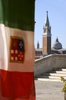 San Marco Prints: Italian flag and the campanile of San Marco (St