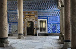 Columns Prints: Iznik tiles adorning the circumcision room at Topkapi Palace, Istanbul, Turkey, Europe
