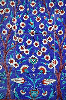 Flowers Prints: Iznik tiles in Topkapi Palace, Istanbul, Turkey, Europe