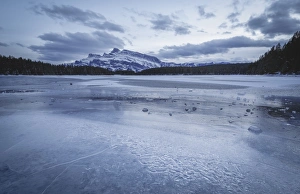 Canadian Culture Prints: Two Jack Lake in the winter season, Banff National Park, UNESCO World Heritage Site
