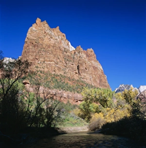Virgin River Prints: Jagged sandstone cliffs above the Virgin River