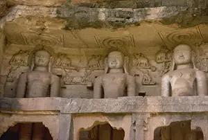 Jain Prints: Jain rock sculptures, Gwalior, Madhya Pradesh state, India, Asia
