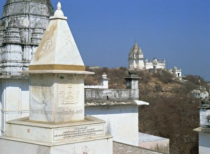 Jain temples on hillside, Sonagiri, Madhya Pradesh state, India, Asia