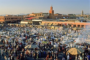 Bustling Prints: Jamaa el Fna square, UNESCO, Marrakech, Morocco
