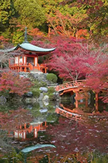 Autumnal Prints: Japanese temple garden in autumn, Daigoji Temple, Kyoto, Japan, Asia