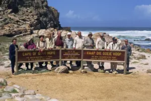 Cape Province Prints: Japanese tourists behind sign at the Cape of Good Hope Nature Reserve