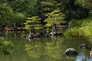Outdoor Space Prints: Japanese Zen garden lake Kinkaku-ji (Temple of the Golden Pavilion)