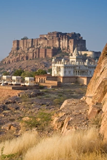 Jaswant Thada and Meherangarh Fort, Jodhpur (The Blue City), Rajasthan, India, Asia