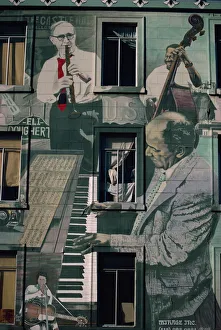 Jazz mural on building at Broadway and Columbus Jazz mural on building at Broadway and Columbus
