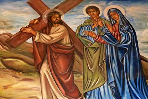 Carrying Prints: Jesus Christ carrying the cross. St. Peter and Paul Cathedral, Aneho, Togo, West Africa