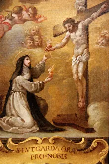 Burgundy Prints: Jesus Christ and Lutgarde de Tongres exchanging hearts, 17th century, Belgian