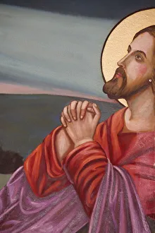 Images Dated 18th September 2007: Jesus praying, St. Anthony Coptic church, Jerusalem, Israel, Middle East