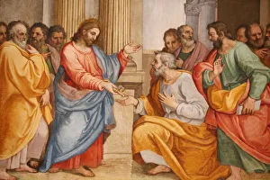 Biblical Event Prints: Jesus and St. Peter, Santa Maria in Traspontina church, Rome, Lazio, Italy, Europe
