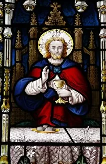 Jesus at the Last Supper, 19th century stained glass in St. Johns Anglican church