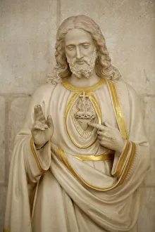 Human Representation Prints: Jesuss sacred heart, Auxerre, Yonne, Burgundy, France, Europe