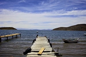 Isla Del Sol Prints: Jetty at Challapampa, Isla del Sol, Lake Titicaca, Bolivia, South America