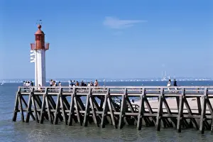 Trouville Prints: Jetty and lighthouse, Trouville, Basse Normandie (Normandy), France, Europe